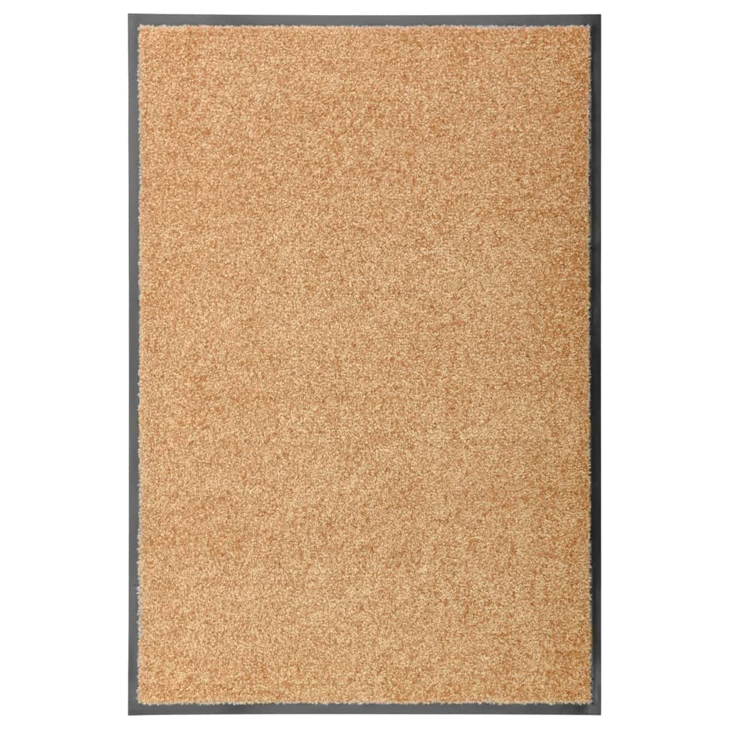 Felpudo lavable crema 60 x 90 cm | Soporte de PVC antideslizante, absorbente de 2,5 L/m², lavable a máquina, interior/exterior