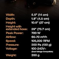 Vista 6 de Hedgehog GO Secador portátil de doble propósito Zapatos y cabello 105,000 RPM Bota de viaje, guante y secador de pelo compacto Calor ajustable