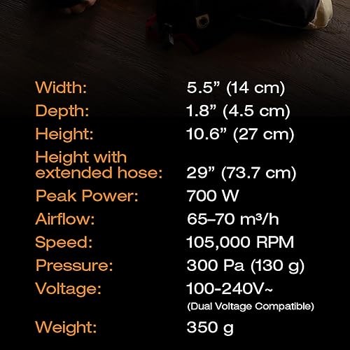 Miniatura 6 de Hedgehog GO Secador portátil de doble propósito Zapatos y cabello 105,000 RPM Bota de viaje, guante y secador de pelo compacto Calor ajustable,