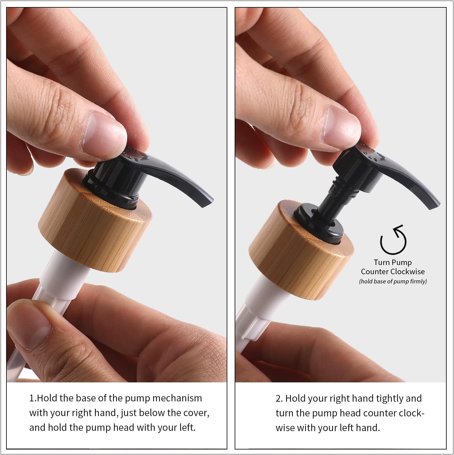 2 Pack ViserVita Glass Soap Dispenser Set with Bamboo Pump,Refillable Liquid Hand soap Dispenser for Bathroom, Premium Kitchen Sink Soap Dispenser - Image 7