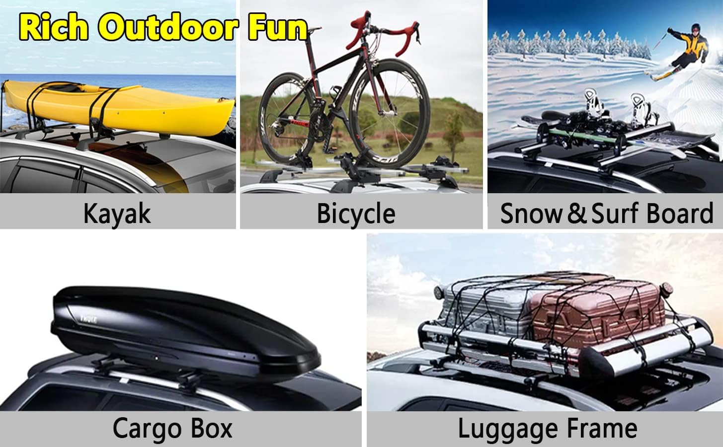 Max Loading 220lbs Thickened Roof Rack Cross Bars Fit for 2015-2020 Chevrolet Suburban & Tahoe, GMC Yukon & Yukon XL, Cadillac Escalade & Escalade ESV