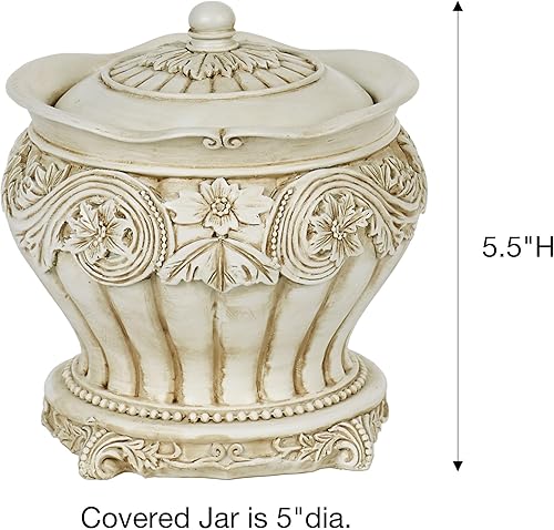 Miniatura 3 de Floración Medallón Cubierto Tarro Antiguo Marfil Cubierto Tarro