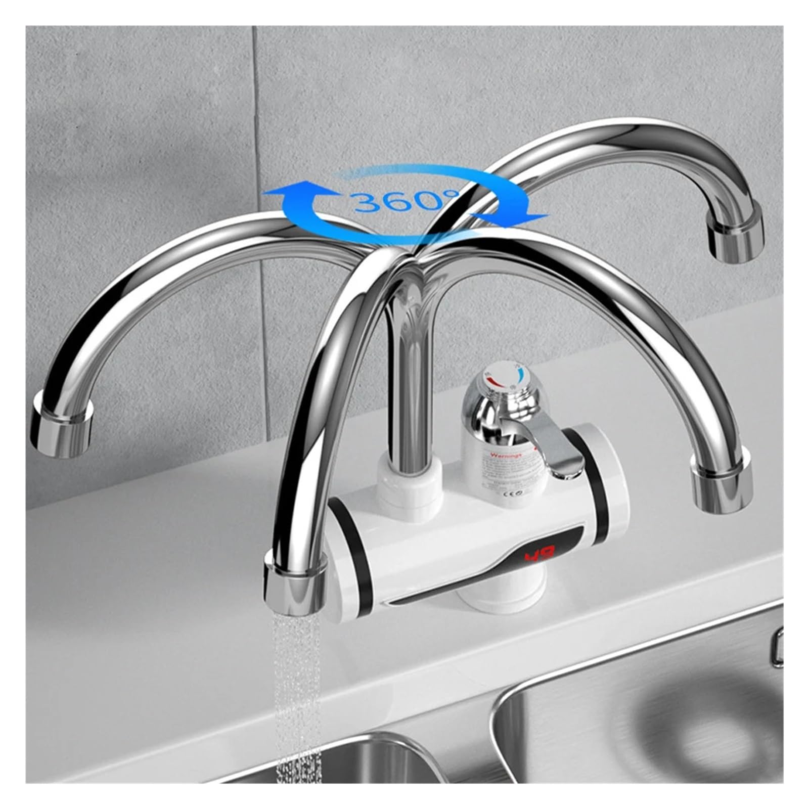 Rubinetto For Riscaldamento Istantaneo Elettrico Scaldabagno Senza Serbatoio Da 3000 W Rubinetto For Riscaldamento Rapido Regolabile Con Temperatura Digitale For Cucina Bagno La Sicurezza Efficiente(A