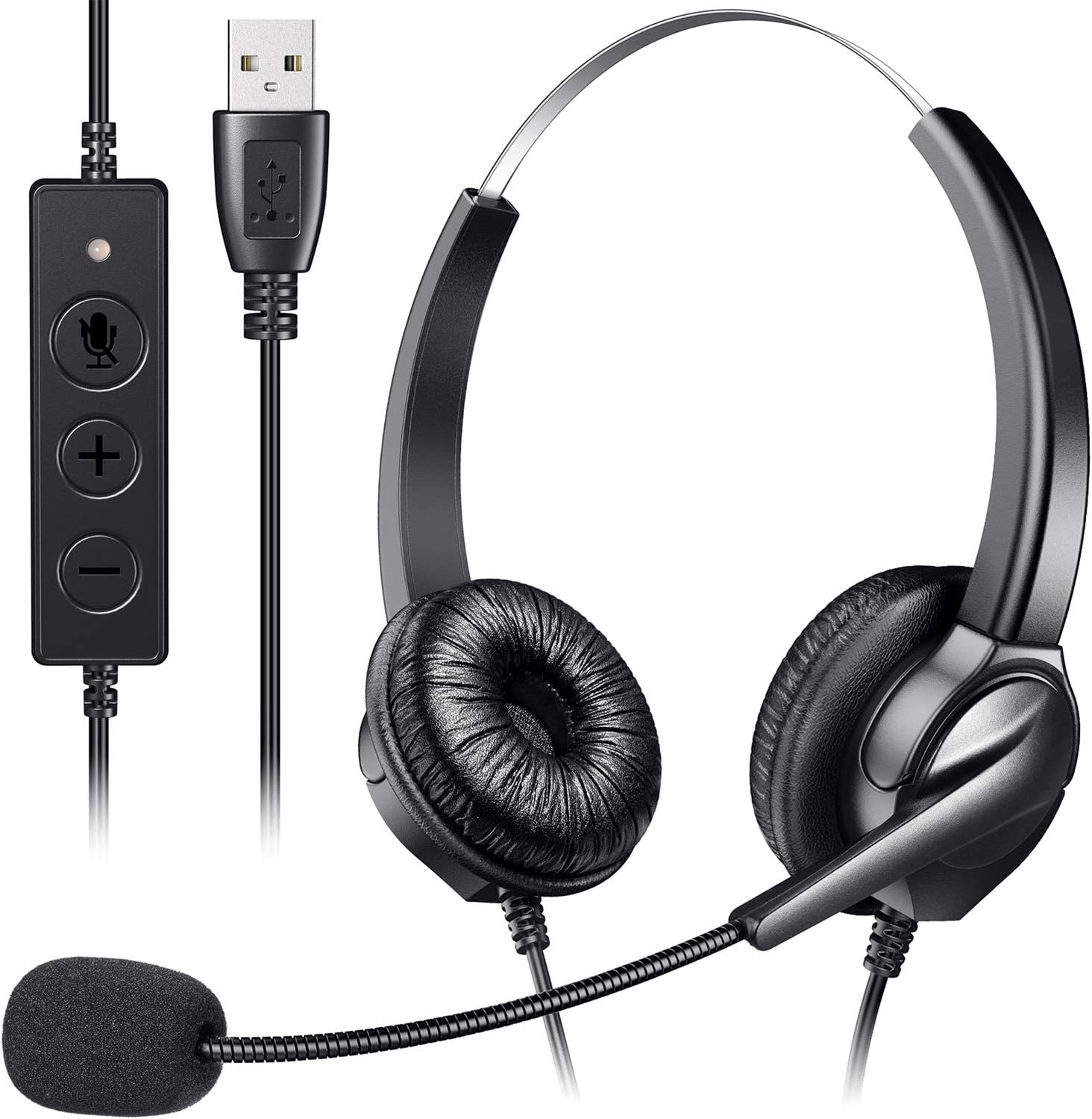 Pcヘッドセット マイク タブレット Pchero 音量コントロールミュート ノイズ低減ヘッドセット Usbヘッドフォン 両耳 軽量マイク 在宅勤務 授業 会議 インターネット 通信コールセンターなど用ヘッドフォン 格安人気