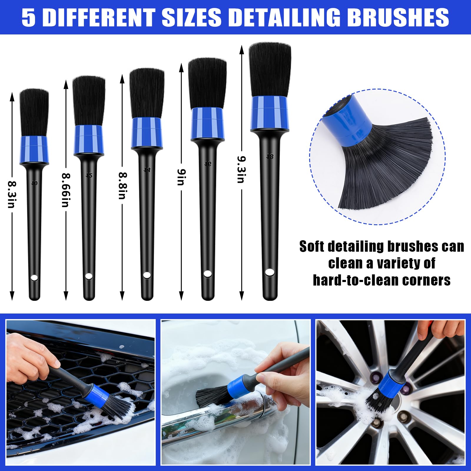 Kit de Nettoyage de Voiture avec Pistolet à Mousse, Brosse de Lavage de Voiture et Grand Gant de Lavage pour Nettoyage intérieur et extérieur de Voiture (Bleu)