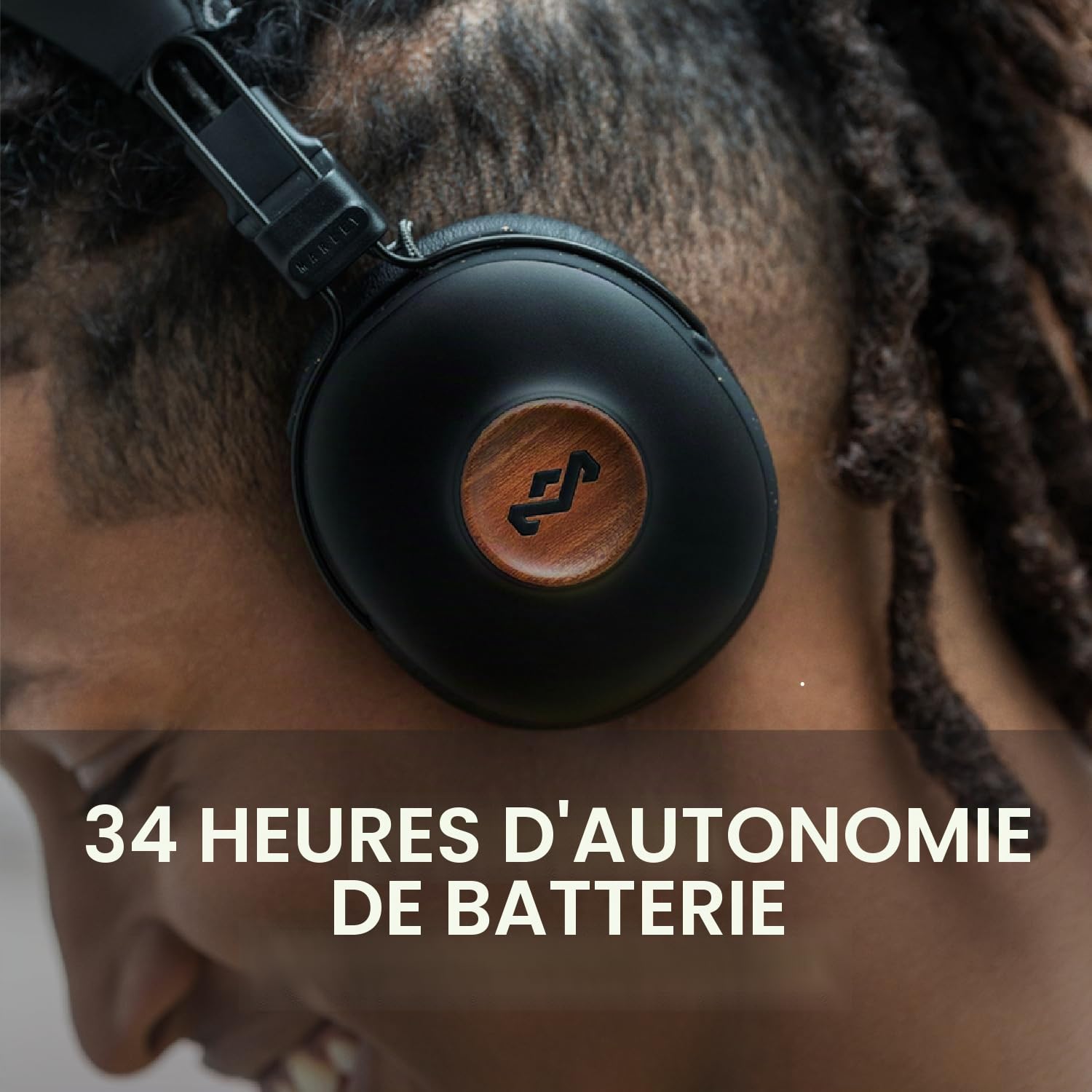 Marley House of Positive Vibration Frequency Casque Audio sans Fil Over Ear - Casque Bluetooth, 34H d'Autonomie, Microphone, Isolation Passive du Bruit, Matériaux Durables, Noir