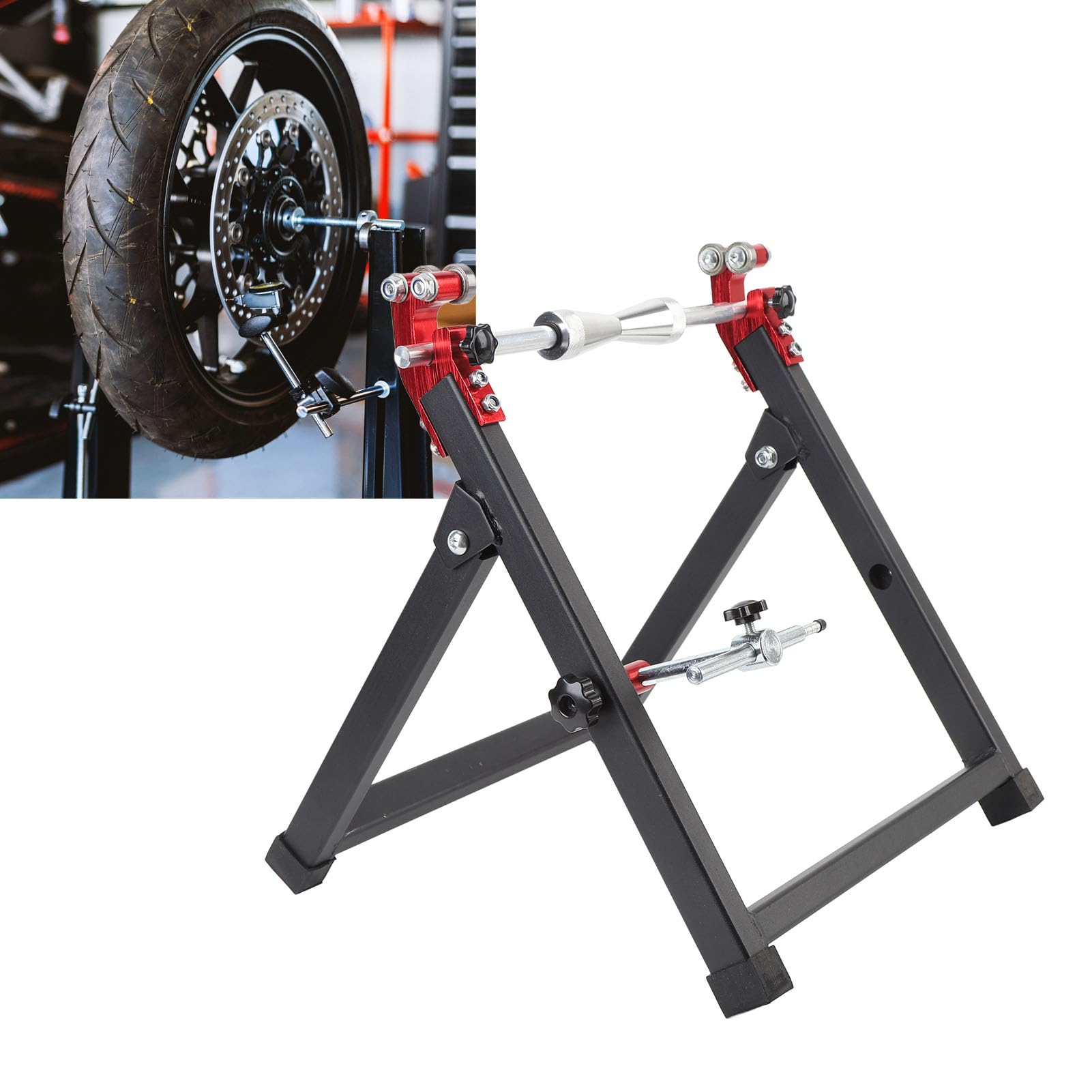 Soporte Equilibrador de Ruedas, Herramienta de Equilibrio de Ruedas de Bicicleta de Acero Resistente, Equilibrador de Alineación de Neumáticos para la Mayoría de Motocicletas de 5 Pulgadas