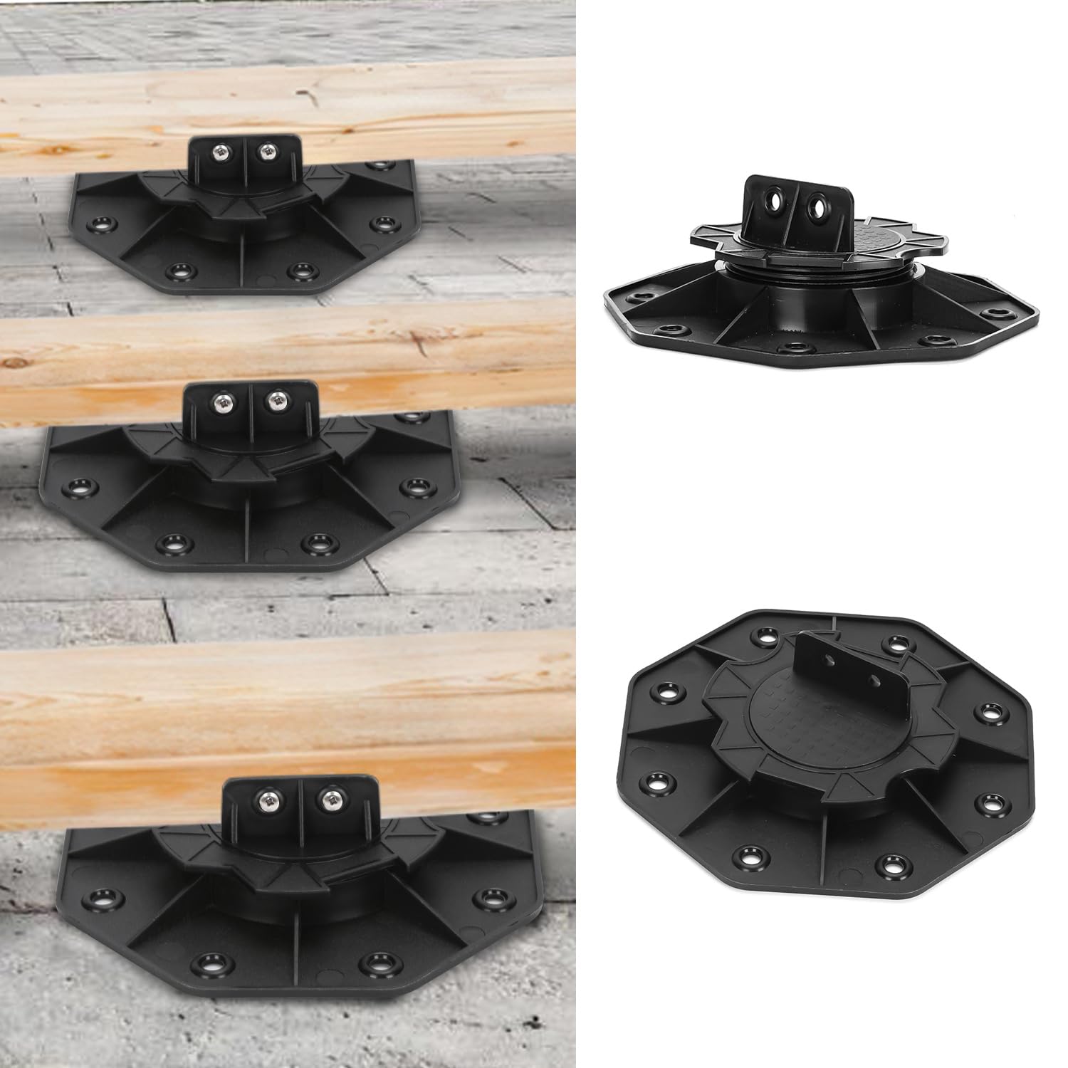 Gimisgu 40 rodamientos de altura ajustable, pie de 18 – 30 mm, rodamientos de apoyo, para subestructura de placas de terraza, madera, WPC y piedra, capacidad de carga de 600 kg