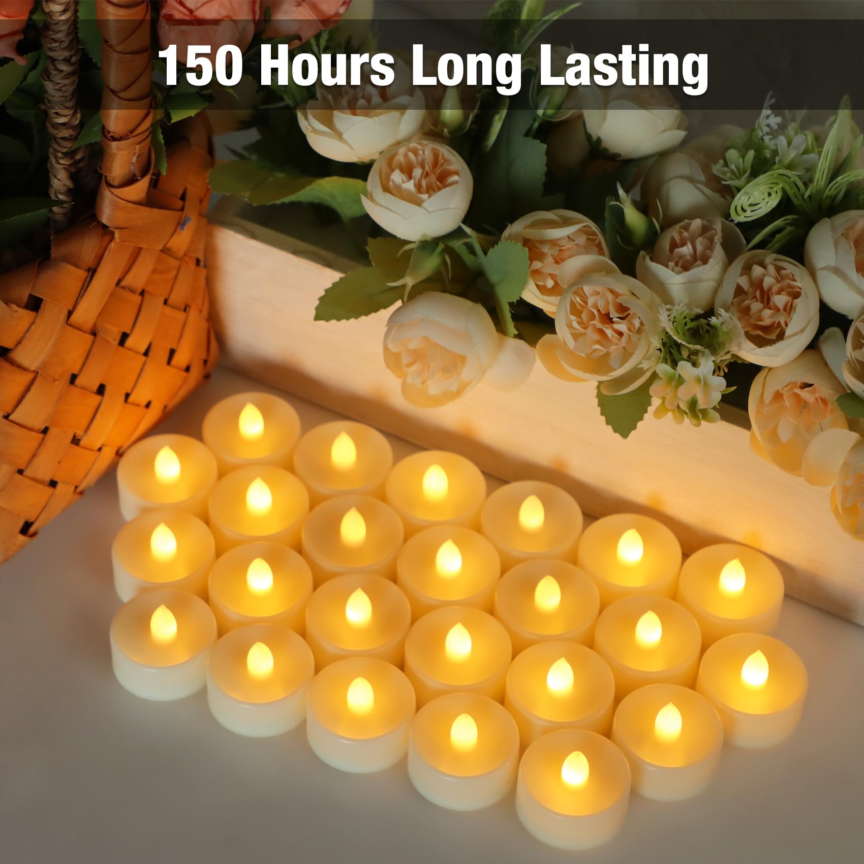 Confezione da 50 lumini a LED senza fiamma, funzionamento a batteria, candele tremolanti elettriche per matrimoni, feste, festival, votive, tavoli, decorazioni per la casa