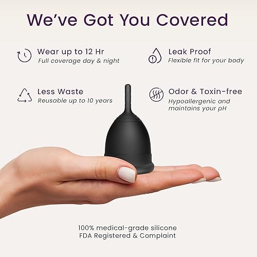 Miniatura 5 de EcoBlossom Kit de copa menstrual  Tampón, almohadilla y disco  Uso durante 12 horas  Copa de período reutilizable diseñada con silicona suave y