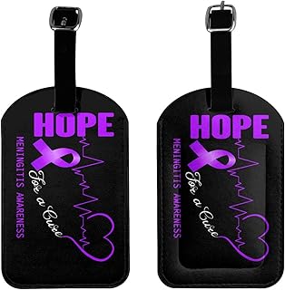 Hope for A Cure Meningitis Awareness Luggage Tags for Suitcases PU Leahter Luggage Tag with Privacy Protection Bag Tags Cute Women Men Travel Bag Luggage Accessories