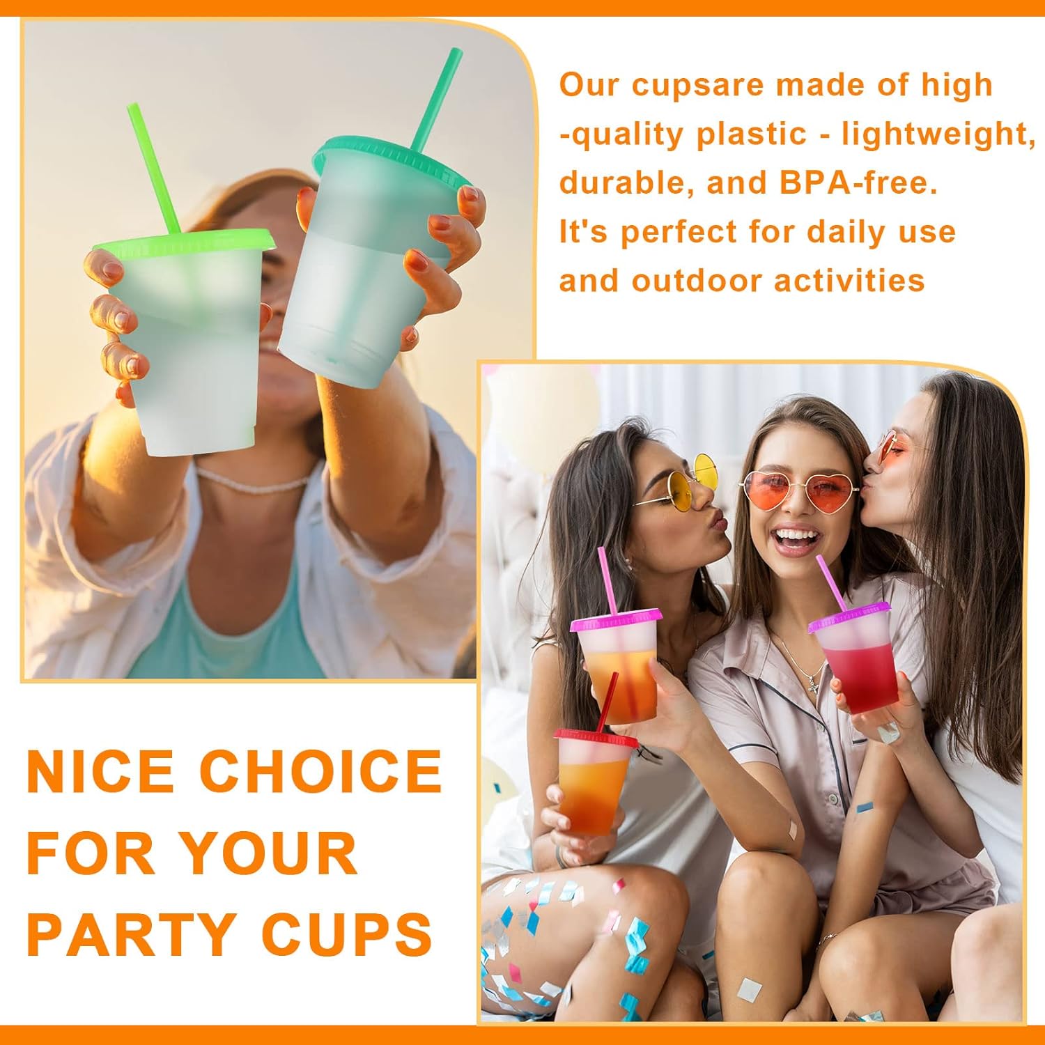 Sieral Cups with Straws and Lids Kids Tumbler with Straw Reusable Water Bottle Iced Coffee Travel Mug Adults Plastic Cups for Parties 16 oz(Lovely Colors,60 Pack)