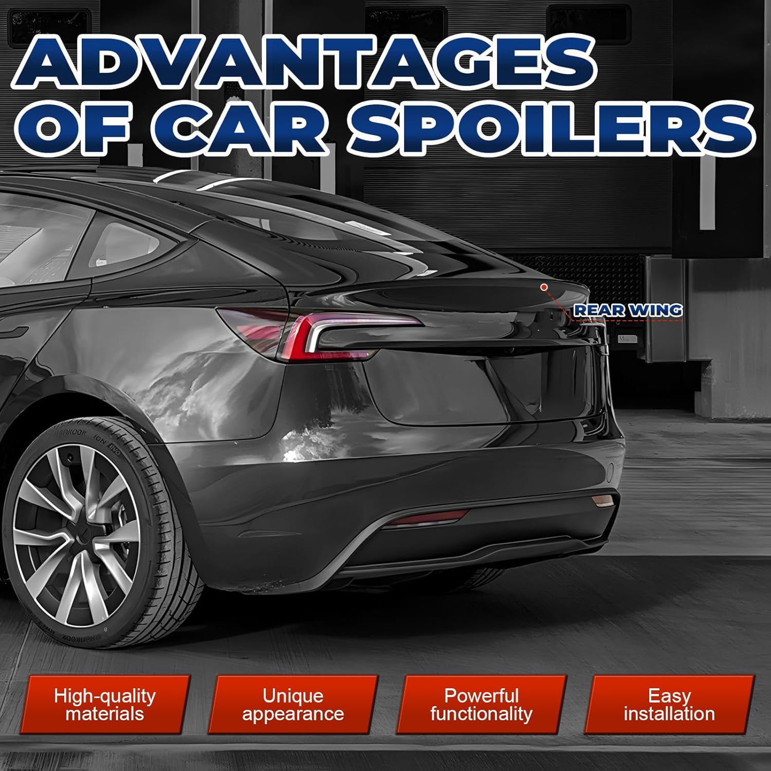 Spoiler Fit for Tesla Model 3 Highland 2024 2025 2026 Spoiler | Gloss Black OEM-Style Rear Wing | Easy Drill-Free Installation | High-Performance Accessory