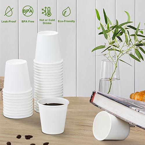Miniatura 4 de SIUQ Paquete de 1200 vasos de papel de 3 onzas, pequeños vasos desechables para enjuague bucal para baño, tazas de espresso, mini vasos de papel