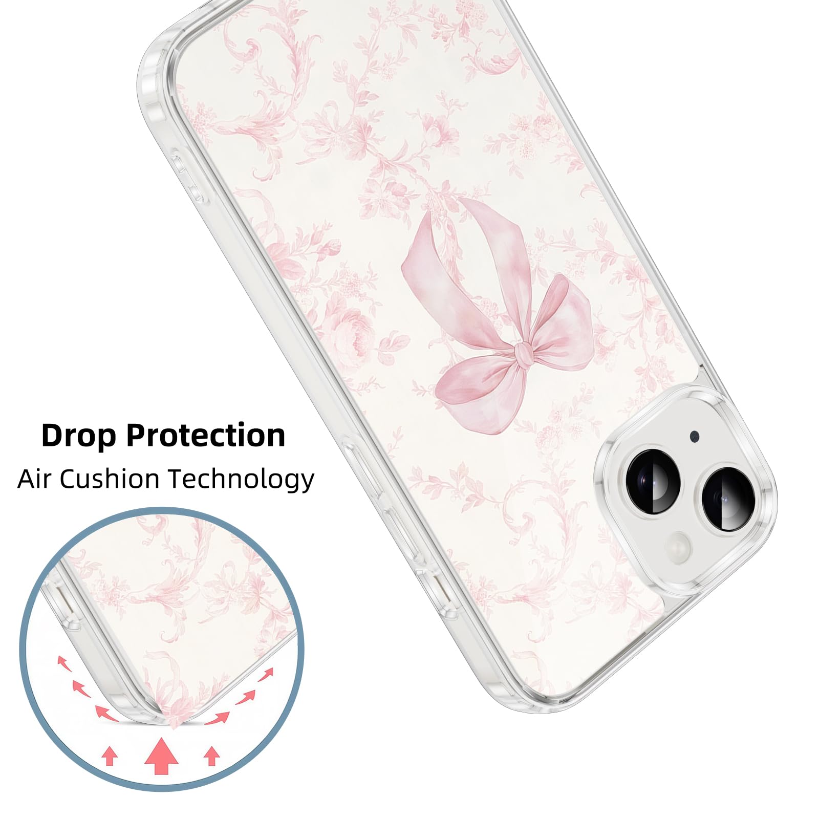 Custodia Per IPhone 13/14 Con Motivo Fiori E Stelle Glitterate - Trasparente E Morbida - Protezione Antiurto TPU - Colore