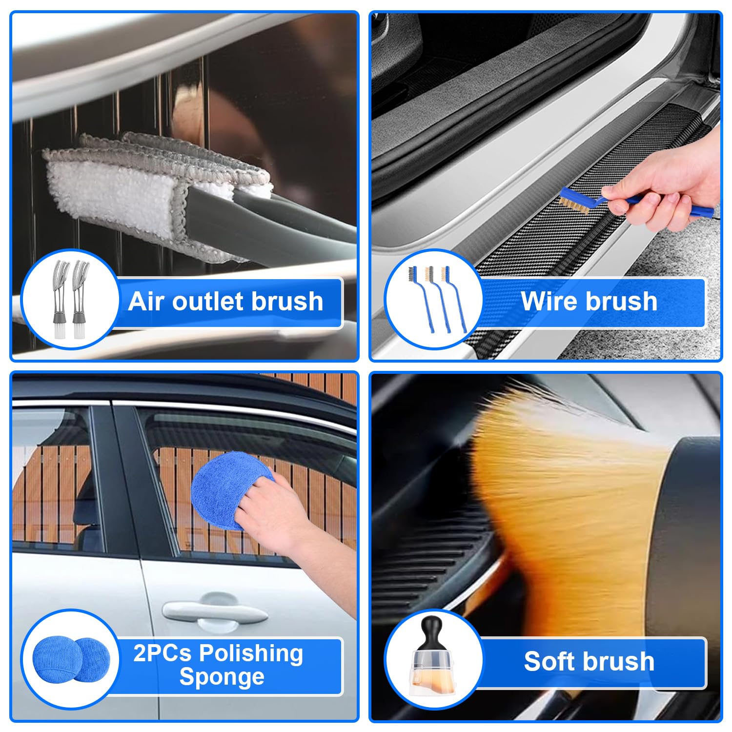 36 Pièces Kit Nettoyage Voiture,Kit de Brosse Nettoyage Voiture pour l'intérieur et l'extérieur, Car details Brush car Wast set, kit de Nettoyage de voiture pour Fentes de Ventilation,Roues,Surfaces