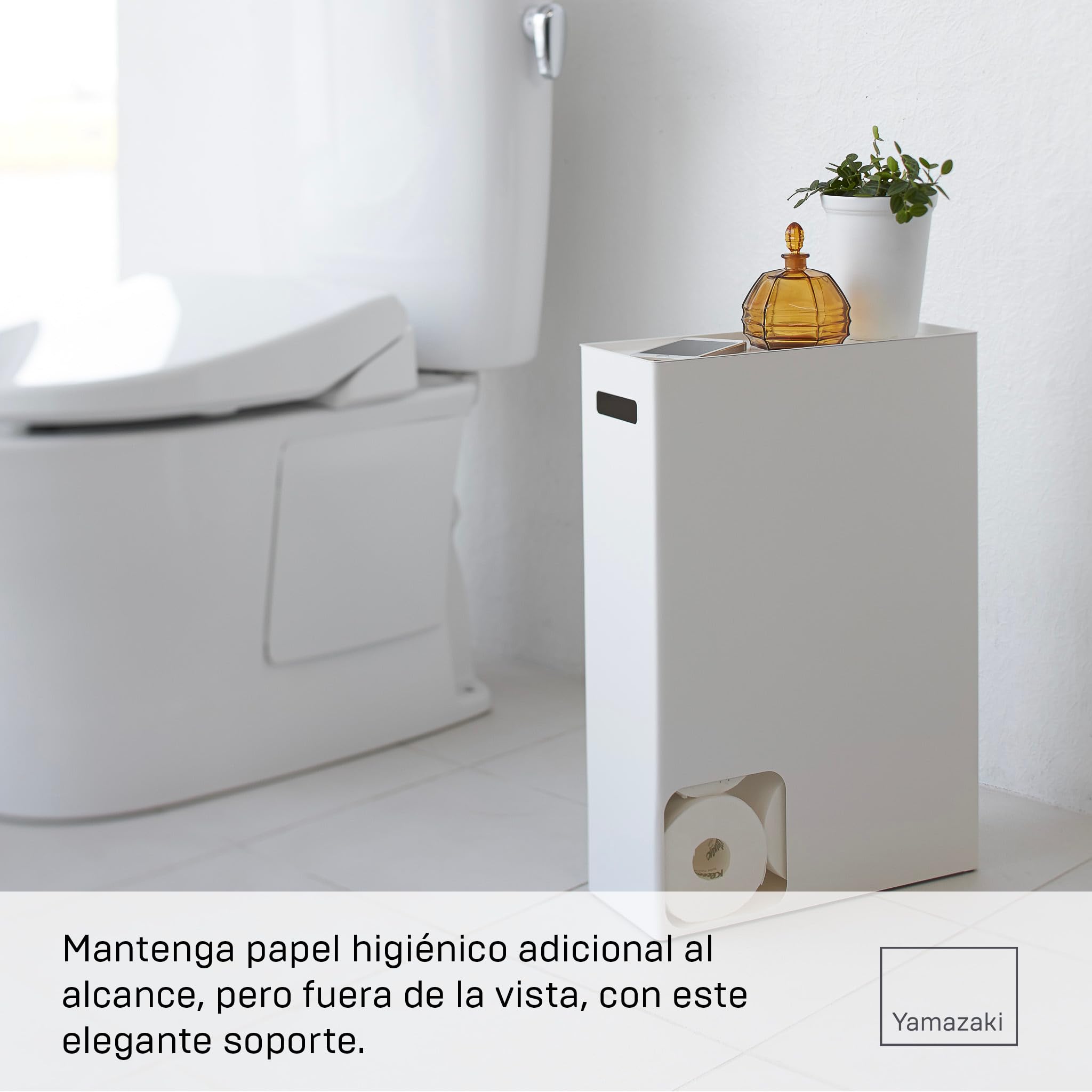 Yamazaki 2294 Plate Almacenador de Papel higiénico, Blanco, Acero, diseño Minimalista, 33 x 12,5 x 48 cm (L x An x Al)