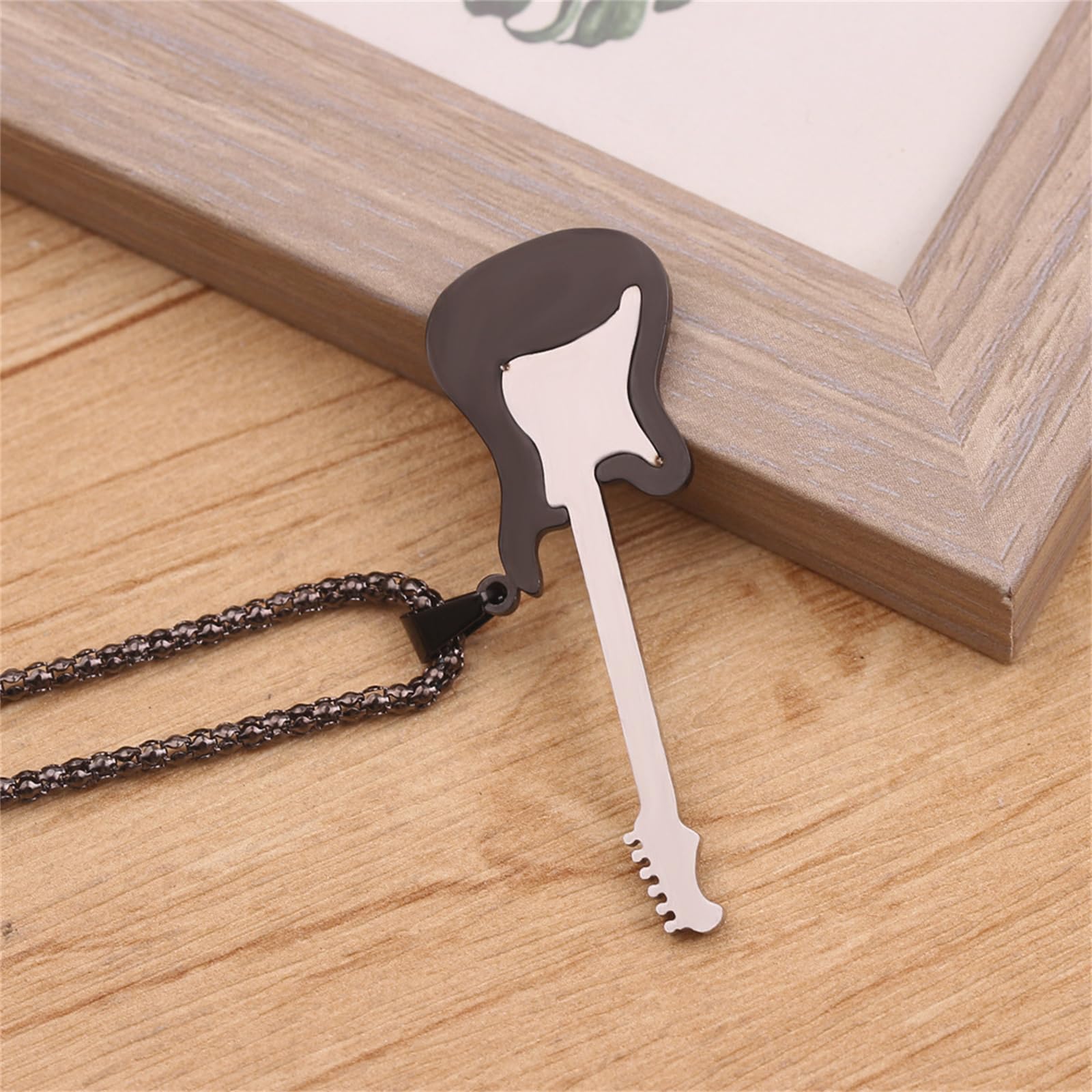 NUEAYMS Punk Style Guitar Pendant Necklace - Alloy Clavicle Chain Jewelry For Music Lovers - View #6
