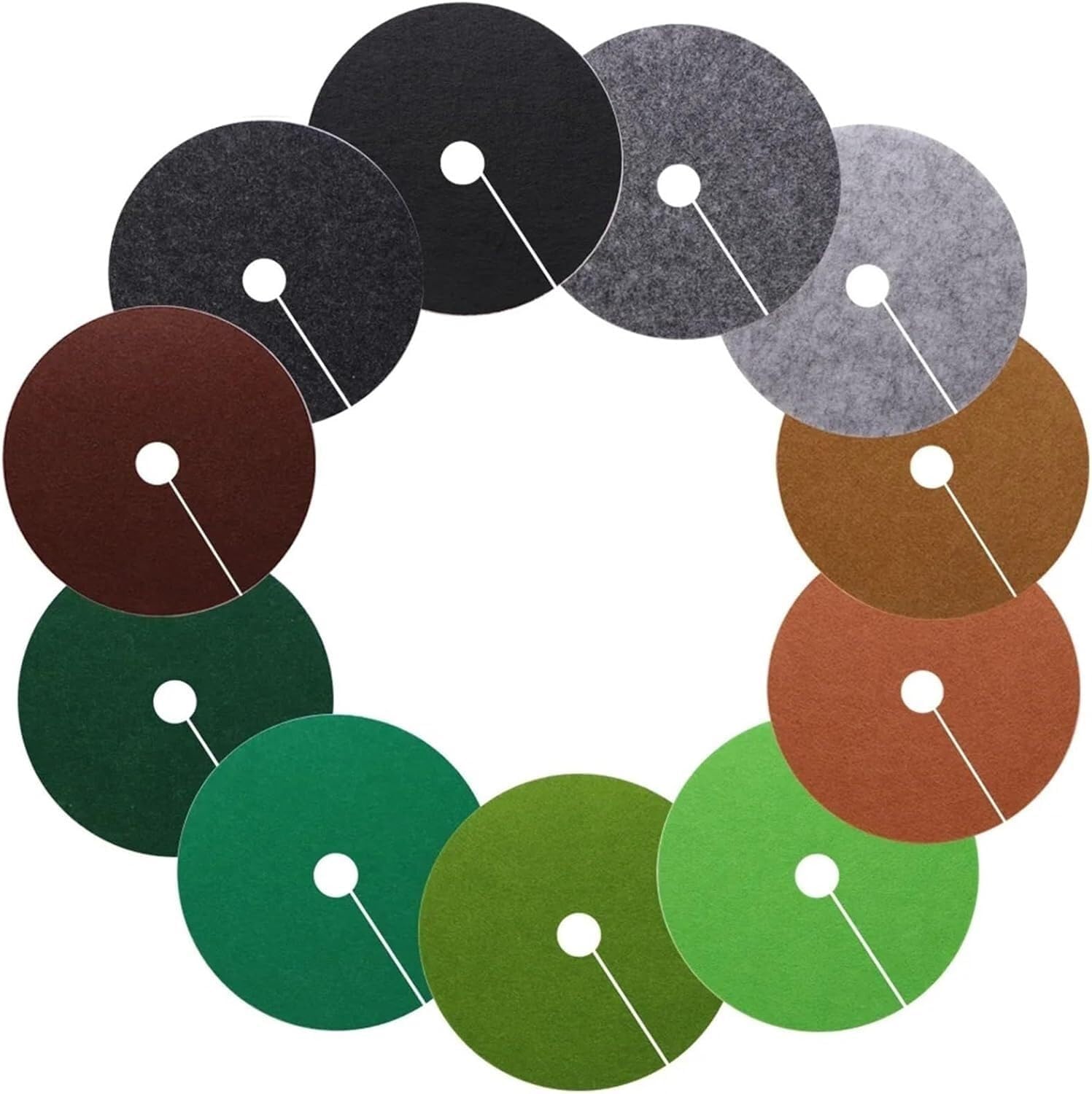 Plant Protection mat Garden Multi-Coloured Round Mats Fabric Tree Cover Rings Weed Suppression, 5 Pieces(Light Green,25CMX25CMX3CM)