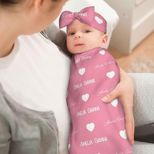 Miniatura 5 de Manta personalizada para bebé y gorro con diadema para niñas y niños con nombre, mantas de bebé personalizadas para niñas y niños con nombre,