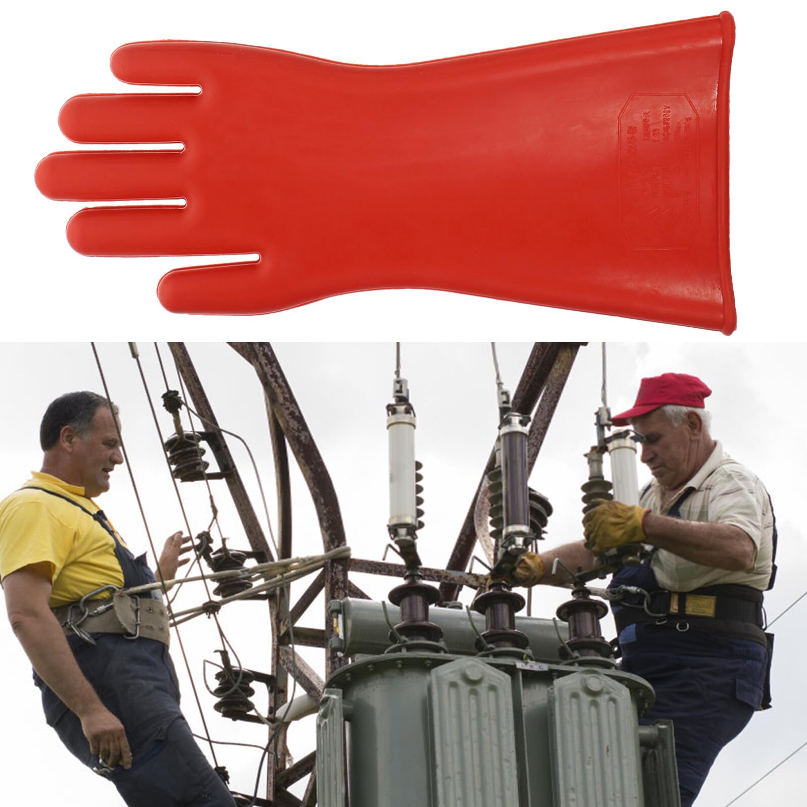 GARVALON Moufles et Résilience en Caoutchouc Rouge Électriques Isolants Adaptés à la Pression Haute Résistance pour Électricien aux Travaux Haute Tension et Chantier Extérieur