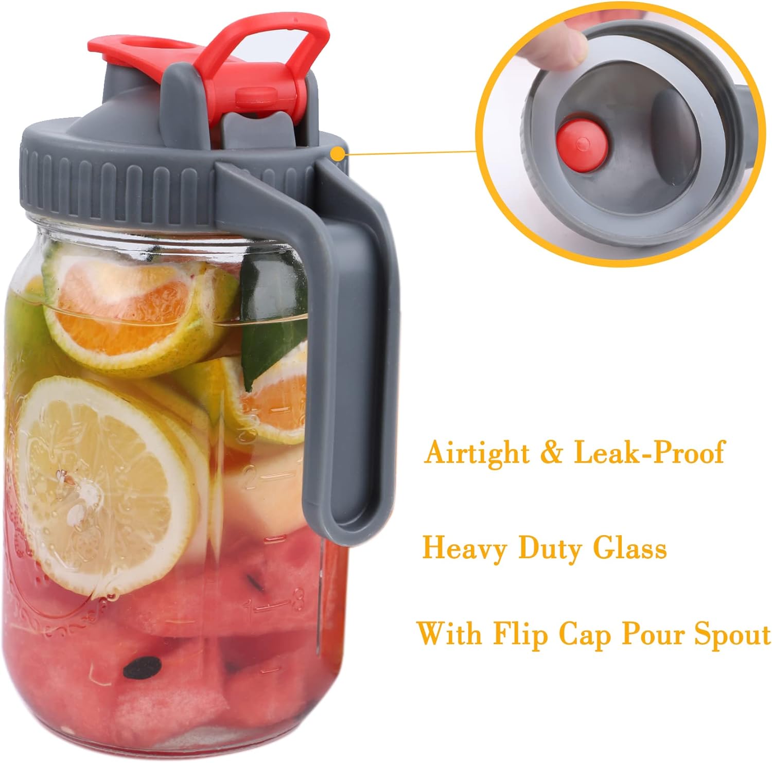 Buy Glass Mason Jar Pitcher 64 oz (2 Quart) Large Wide Mouth Mason Jar