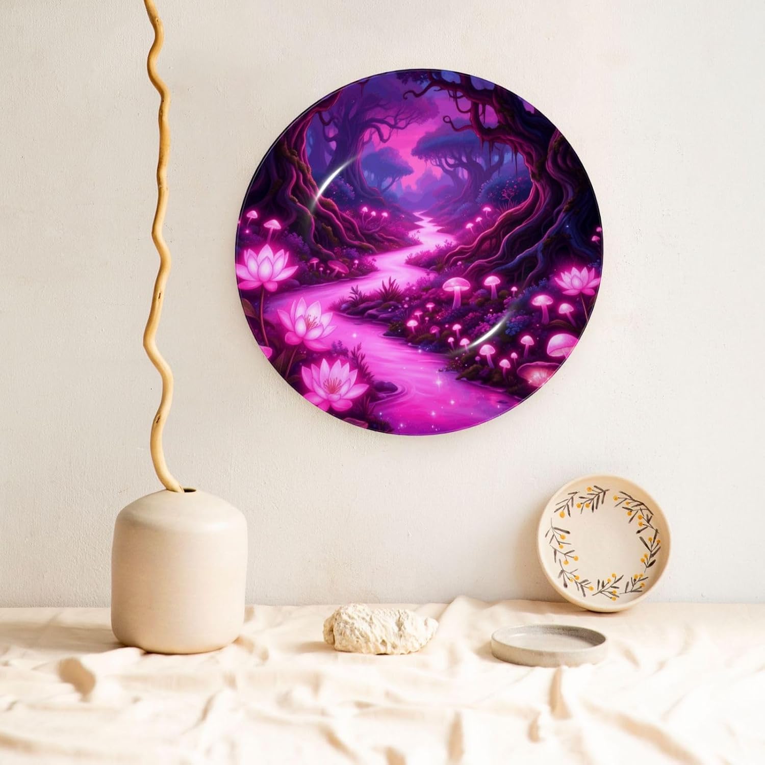 Enchanted Rose Pathway Style Ceramic Plate Display Decorative Plate With Stand Wall Hanging Plate For Home Decor 10 Inch