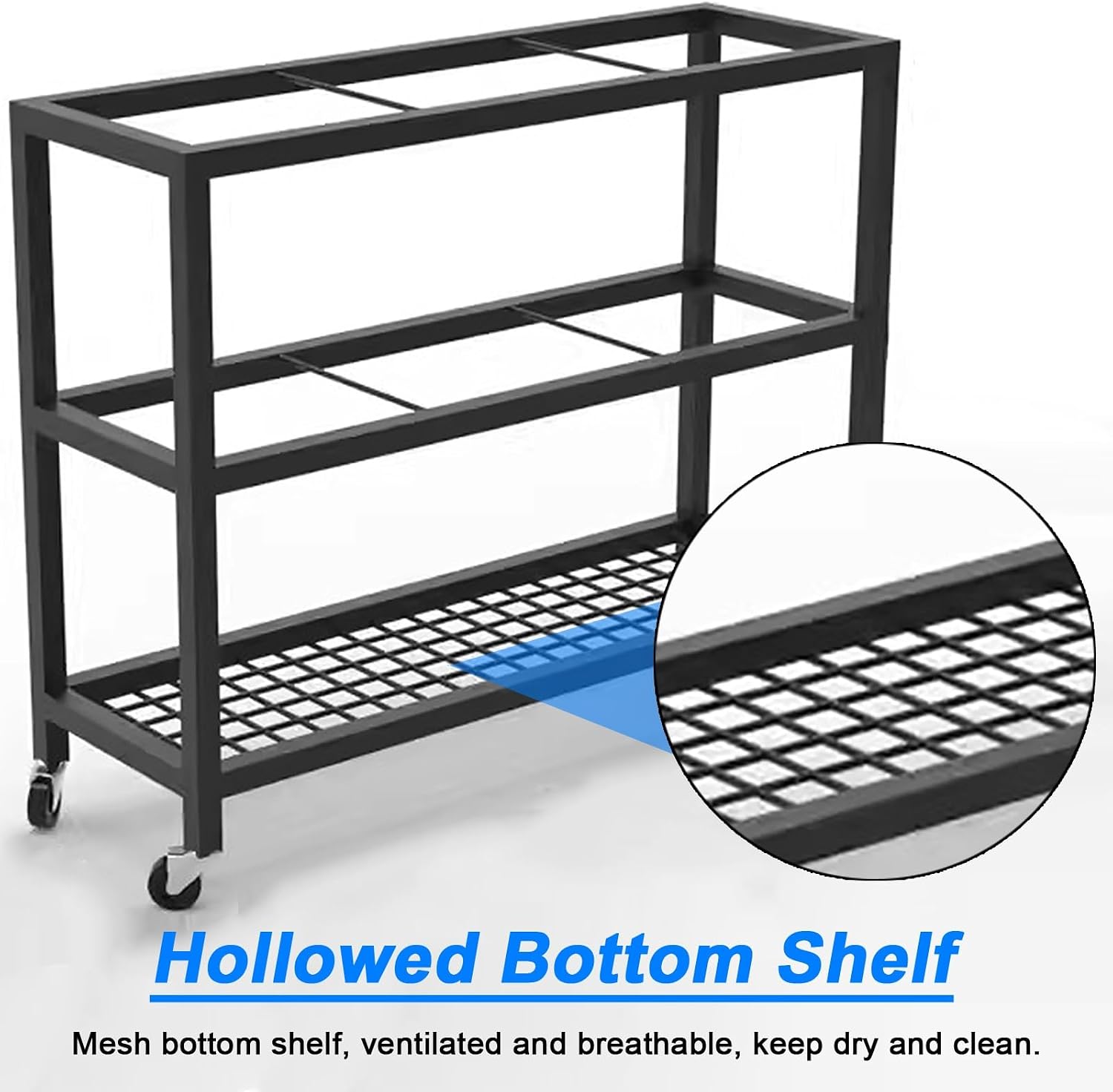 Portable Yoga Mat Organizer Cart, Rolling Fitness Equipment Storage Rack, Metal Gym Trolley for Home & Garage Use - Black, Perfect for Yoga & Workout Gear Storage image 5