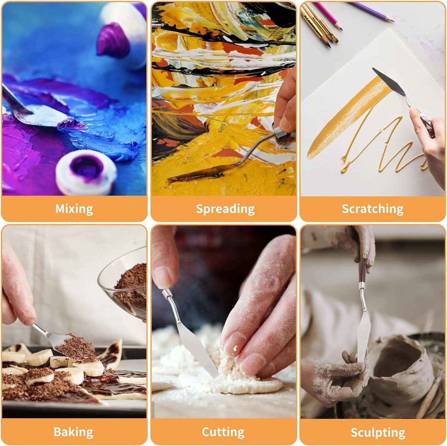5 Spatole Per Pittura, Set Di Coltelli Per Pittura, Spatola Per Vernice In Acciaio Inossidabile Con Manico In Legno Per Miscelazione Pittura a Olio Spatola Pittura a Olio In Acciaio Spatola Pittura
