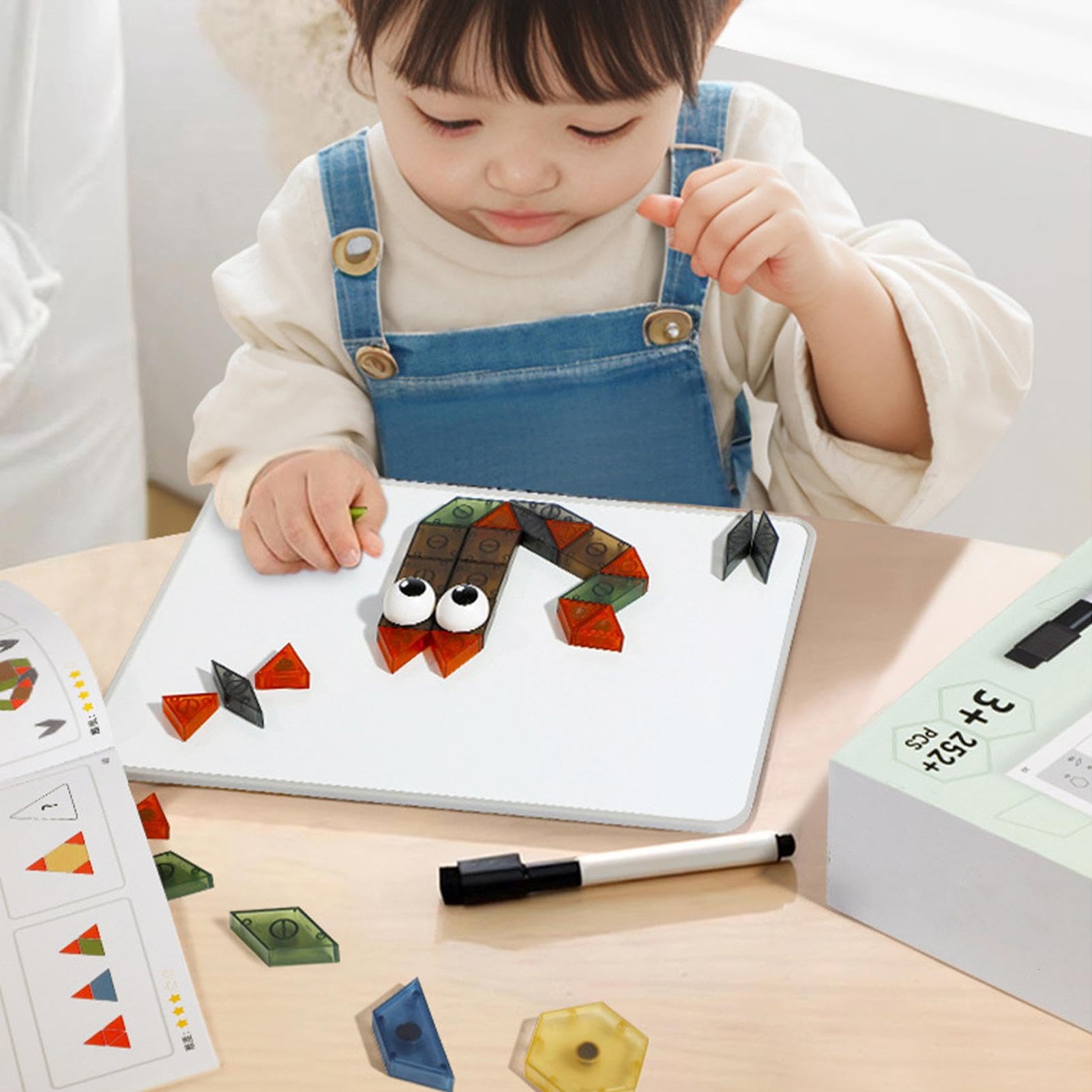 Bloki geometrii magnetycznej, puzzle z tablic? magnetyczn? | Planszowe puzzle edukacyjne,Kreatywny wzór blokuje puzzle, zabawna gra planszowa dla dziecka, ch?opca