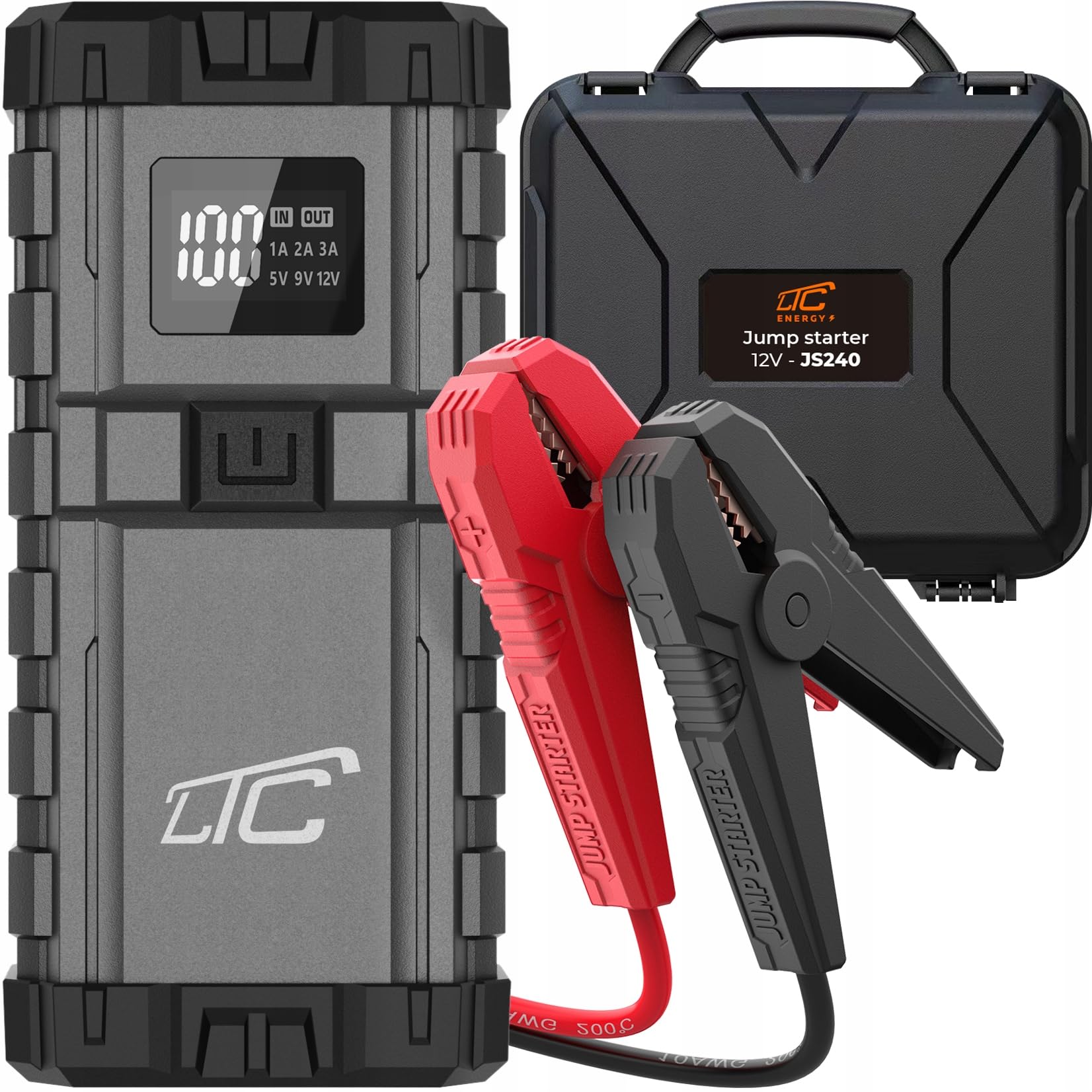 LTC Jump Starter Power Bank USB para Coche Arrancador Compacto 24000MAH/2500A Power Bank QC TYP-C PD 65W/USB out 3A DC 12V