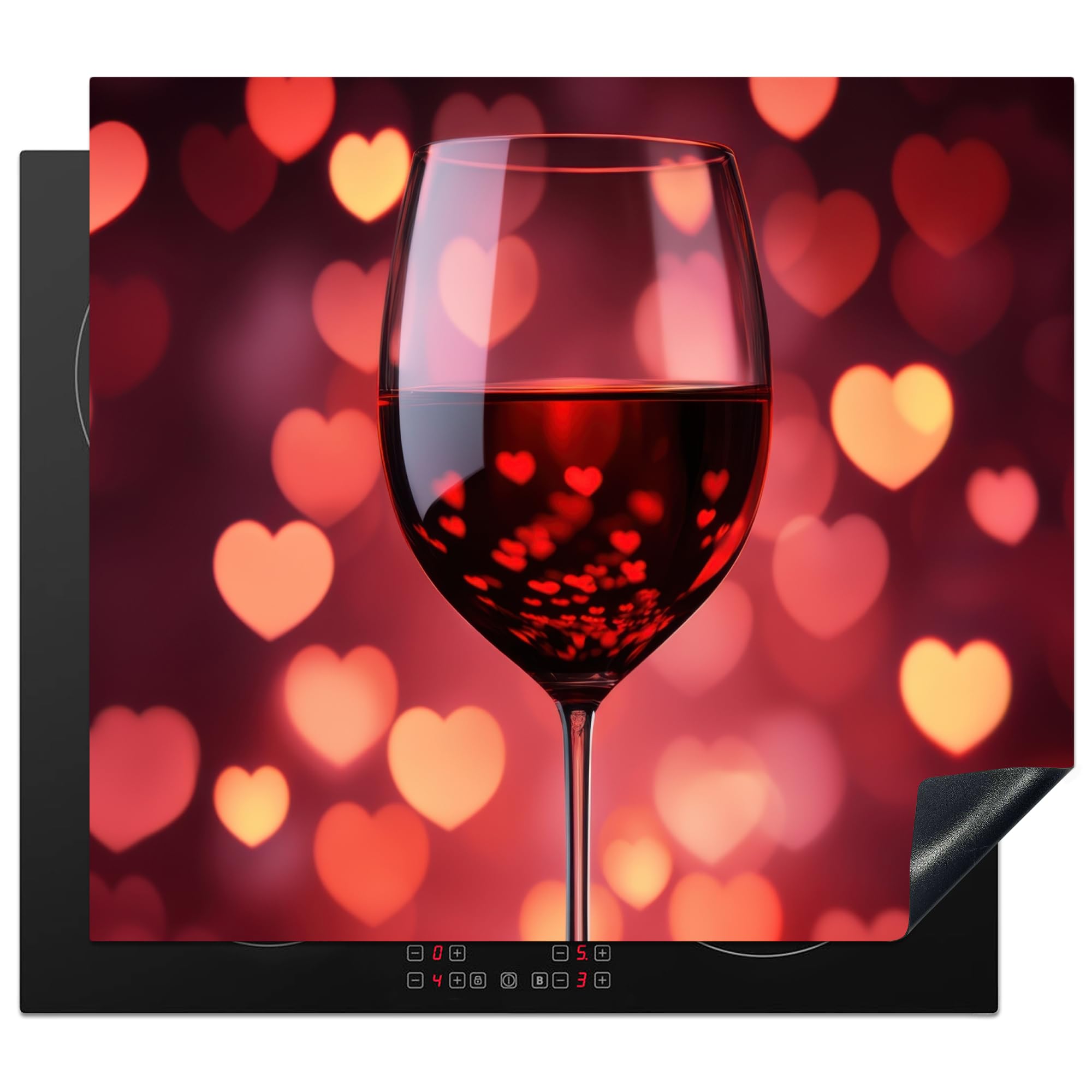 KitchenYeah© Protège Plaque Induction 59x52 cm Deco Cuisine Accessoire Pratique Protection De Vitroceramique Kitchen Gadget Rouge - Vin - Coeur - Cadeau Saint Valentin - St Valentin