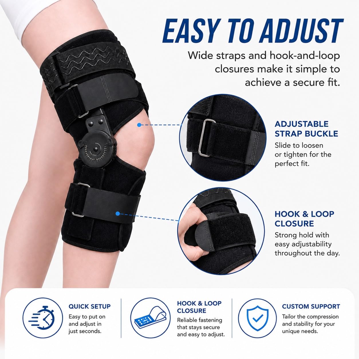 Tutore Ginocchio Regolabile Ortesi per Articolazione con Angolo 0-120 Gradi Supporto Ortopedico per Legamenti Menisco Lesioni Sportive Post Operatorio Uomo Donna(M)