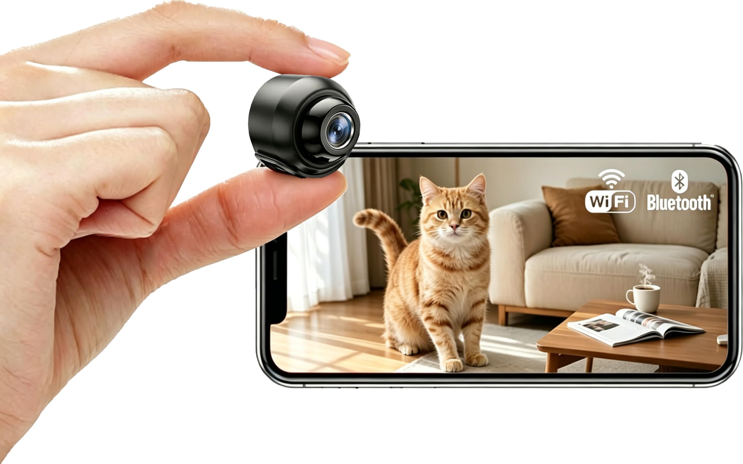 Mini Caméra Espion WiFi HD 1080P Caméra Cachée Sans Fil Vision Nocturne Détection de Mouvement Accès à Distance Enregistrement Continu Surveillance Intérieure Maison