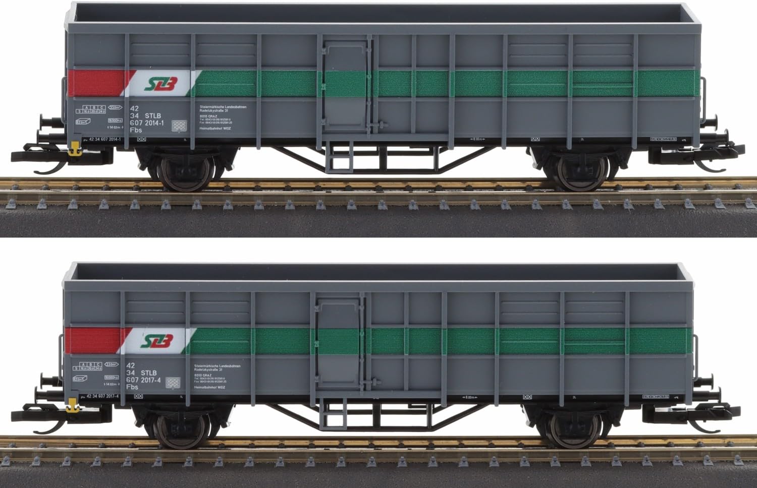 Tillig 01110 TT - Set di 2 carri merci aperte FBS, Stiria Landesbahnen, Ep. V