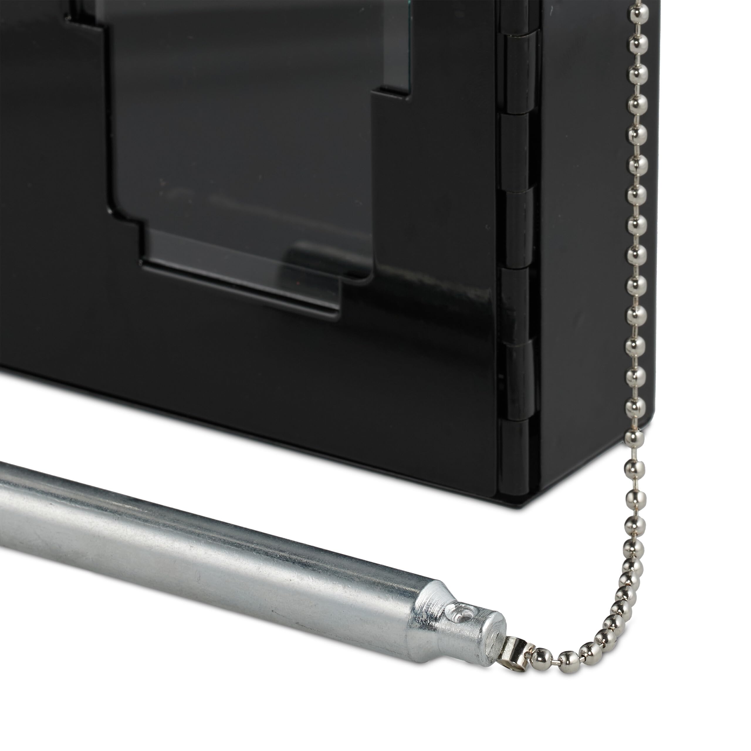 Relaxdays Caja para Llave de Emergencia, Cajetín con Ventana de Cristal y Martillo, Cerradura, Portallave Metal, Negro, 15 x 12 x 5 cm