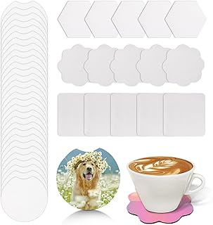 45 Pcs Sublimation Blank Coasters, Rubber Slip Proof Neoprene Absorbent Coaster, Sublimation Heat Transfer Coaster Heat Press Cup Coaster Blank DIY Craft(White)