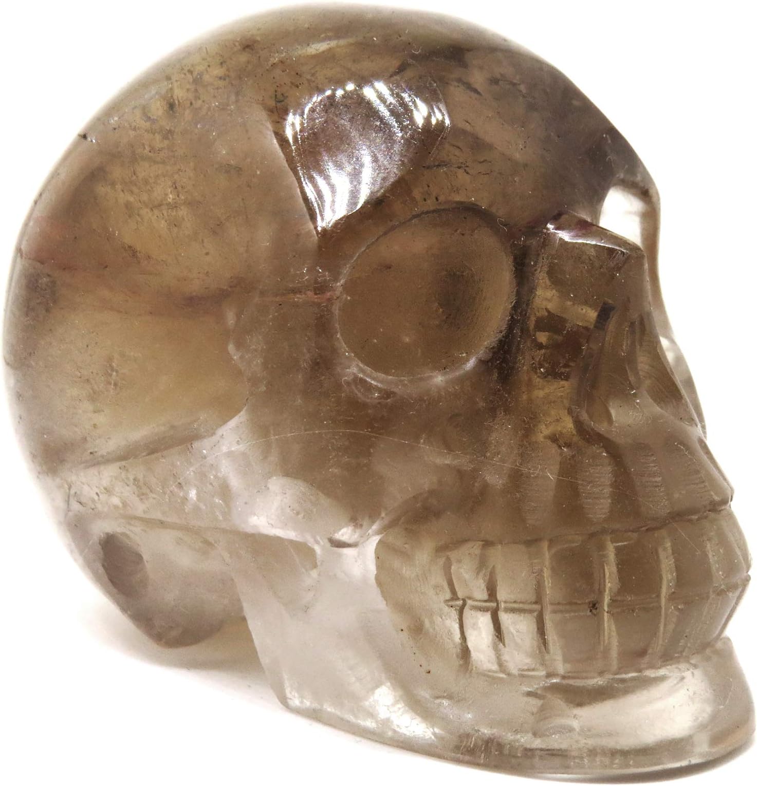 Smokey Natural Citrine Crystal Skull Carving (Small)
