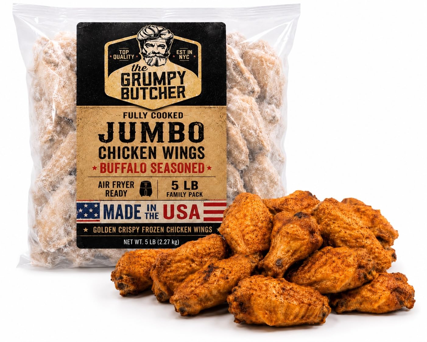 Amazon.com: Grumpy Butcher Fully Cooked Chicken Wings, 5 lb, Jumbo