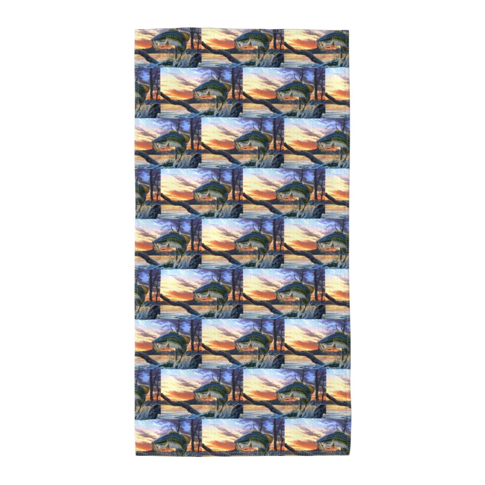 WYCZHY Bass Fishing Printed Quick Dry Beach Towel For Camping Travel Vacation