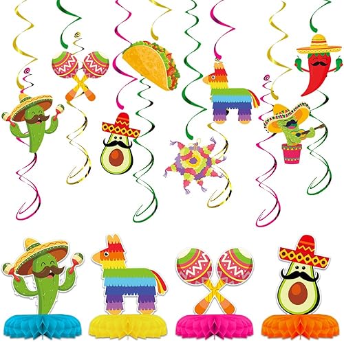 Miniatura 3 de 14 piezas de decoraciones de fiesta mexicana colgantes espirales colgantes, decoraciones colgantes de Cinco de Mayo, decoraciones de fiesta de Let's