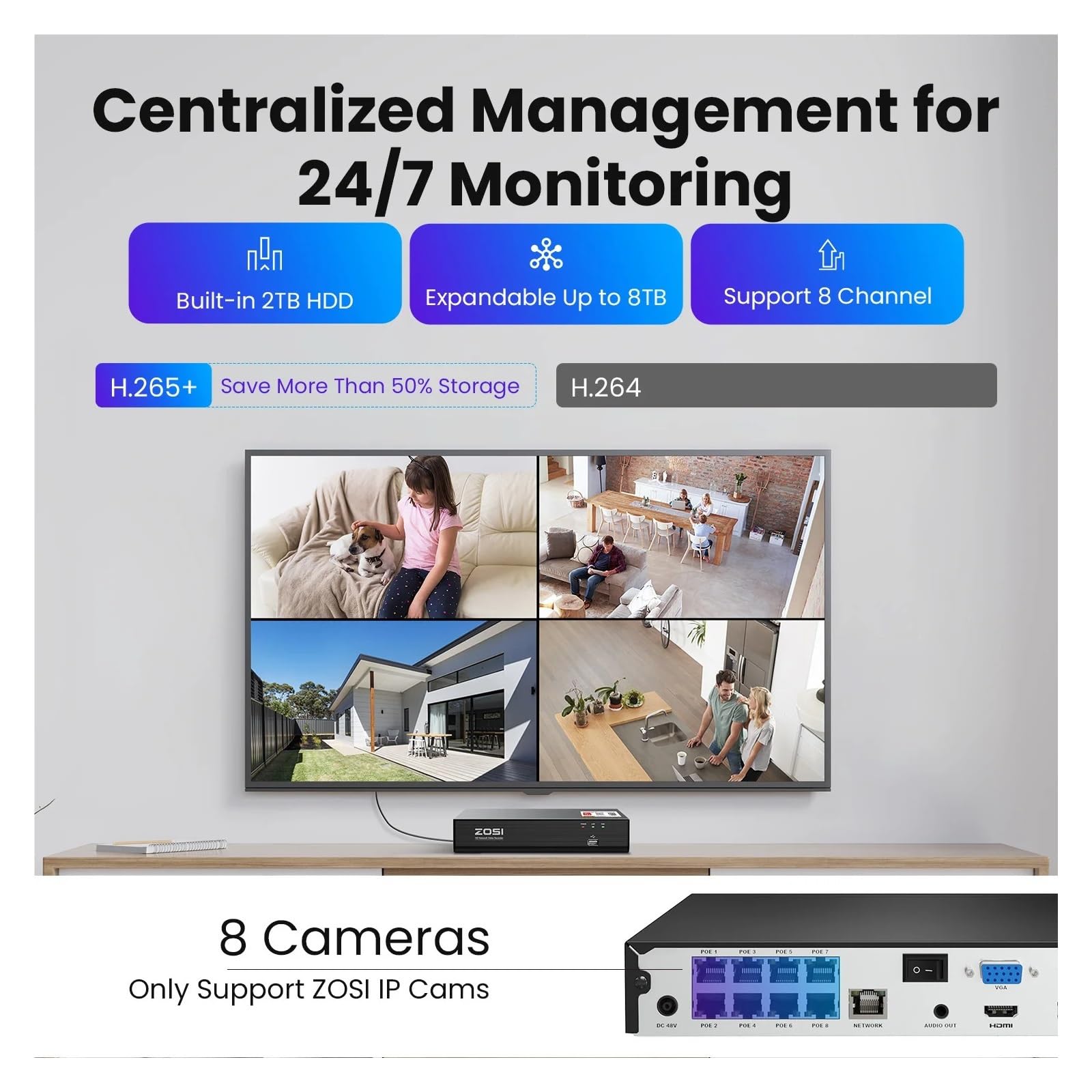Système de caméra de sécurité PoE 4K 8MP/5MP