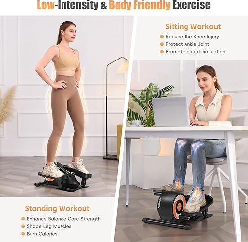 Miniatura 3 de ANCHEER Elíptica debajo del escritorio, ejercitador de pedal de bicicleta para debajo del escritorio, ejercitador de piernas totalmente montado,