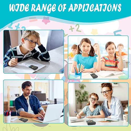 Miniatura 6 de Paquete de 24 mini calculadoras básicas, pantalla de 8 dígitos, batería solar y alimentación de CA, portátil para oficina, escuela y hogar