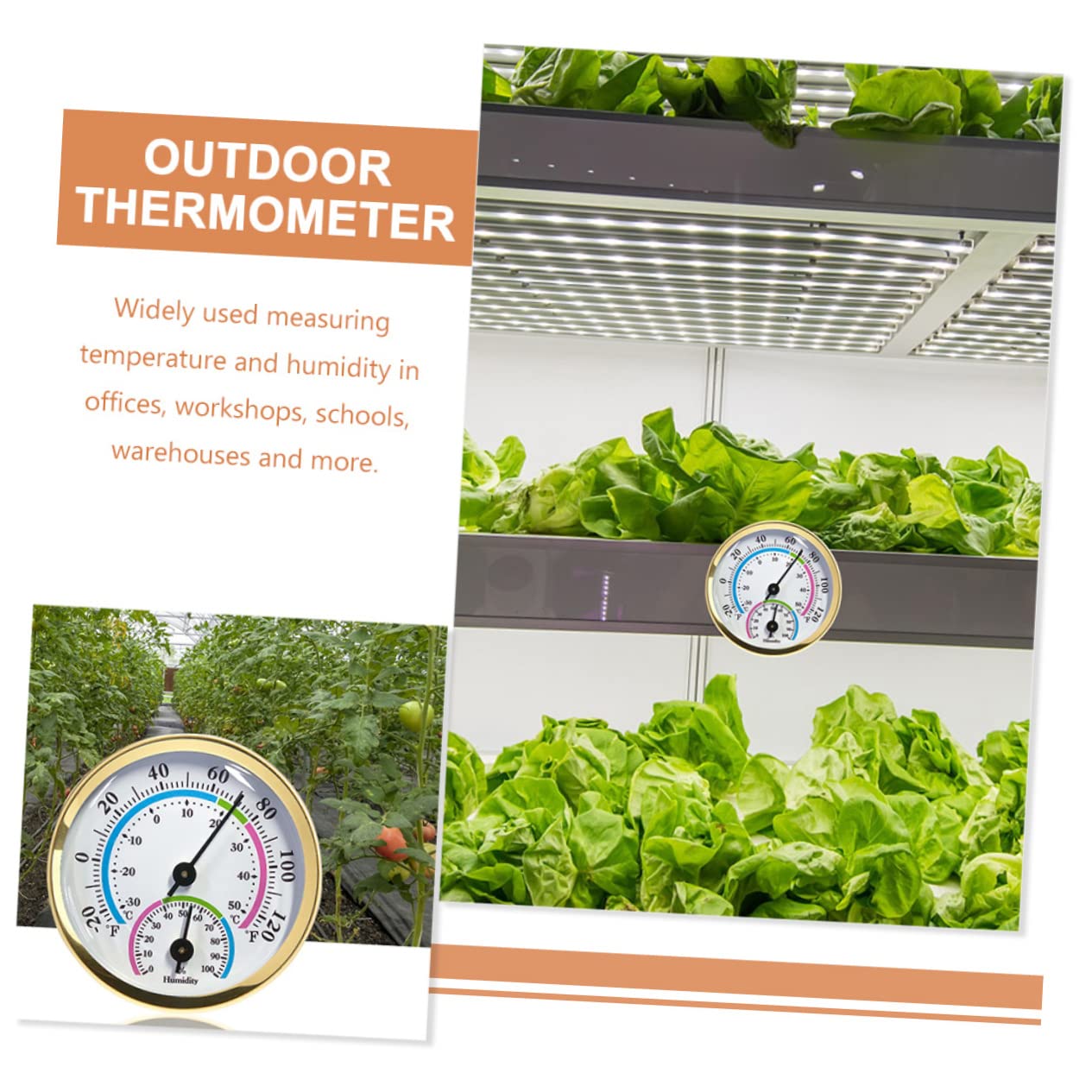 BESPORTBLE 4pcs Thermometer Wall-Mounted Hygrometer Weather Gauge Easy to Read No Battery Required
