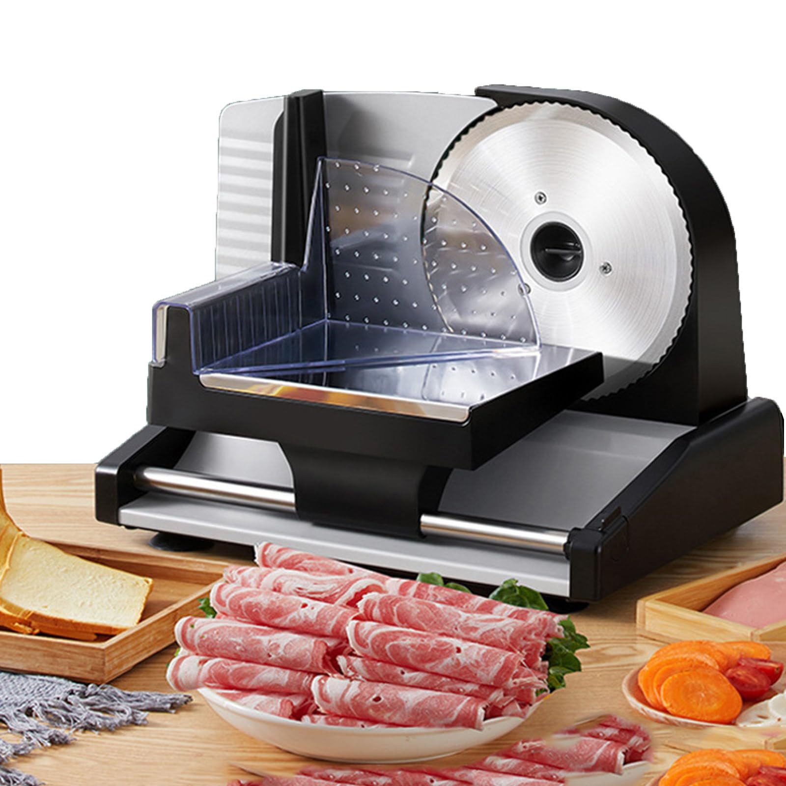 Cortadora de Carne y Verduras para Uso Comercial | Cuchillos y rebanadoras eléctricas | Máquina cortadora de Carne eléctrica para Queso, Verduras, Pan y Zanahorias | Banco de trab