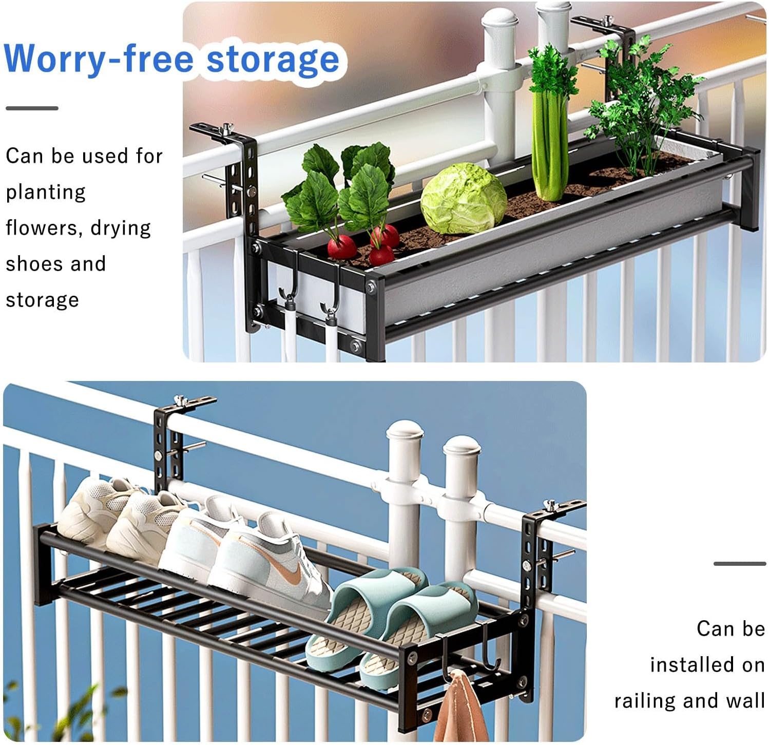 Floor-Standing Solid Wood Rotating Coat Rack，Adjustable Balcony Plant Holder - Gold Planter Box, Easy Install, Strong Load Capacity, Perfect for Indoor/Outdoor Use, 43x24.5x26cm, Stylish HOM