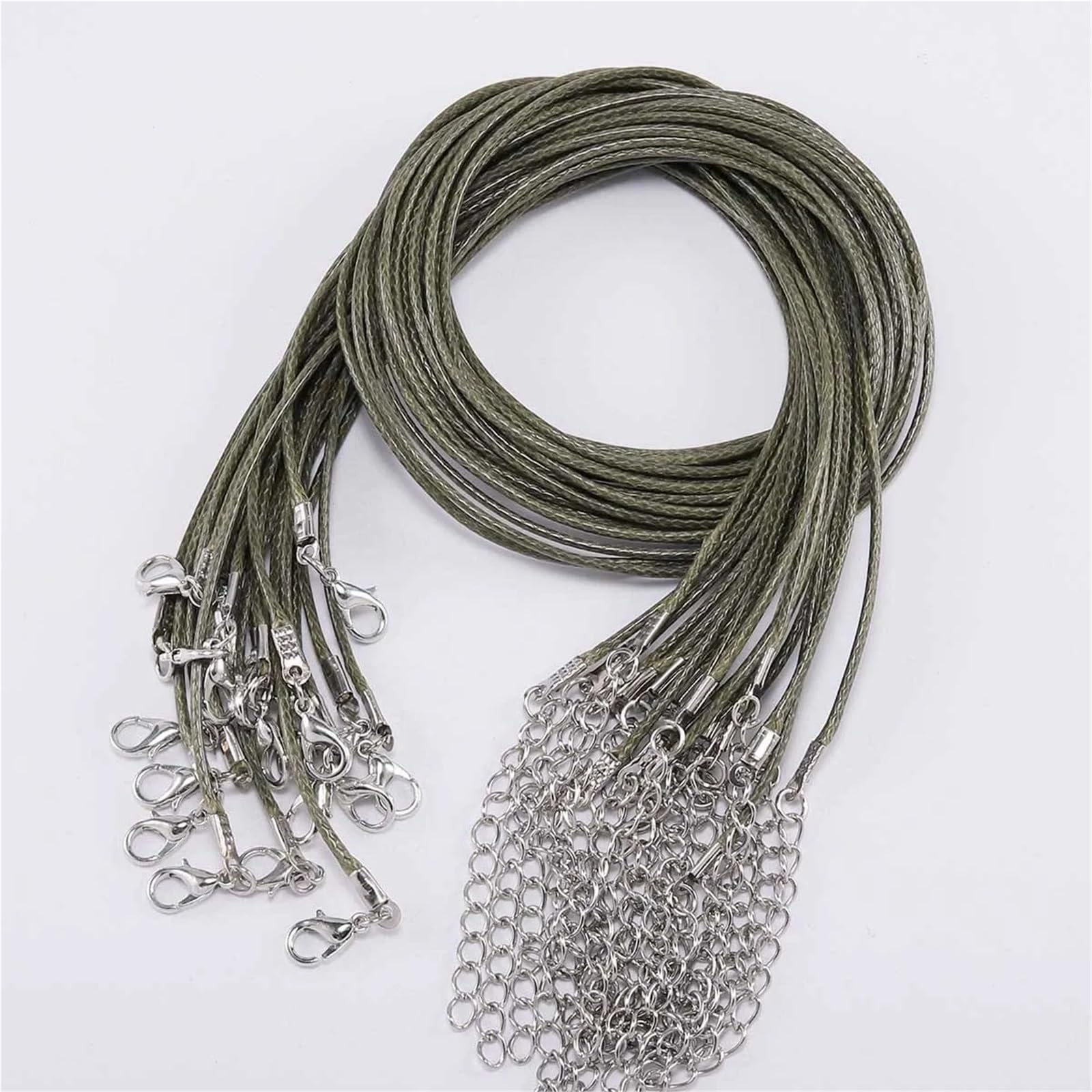 150 sztuk sznurek woskowany warkocz z zapięciem regulowany pleciony naszyjnik do wyrobu biżuterii bransoletka(Green-2,1.5mm)