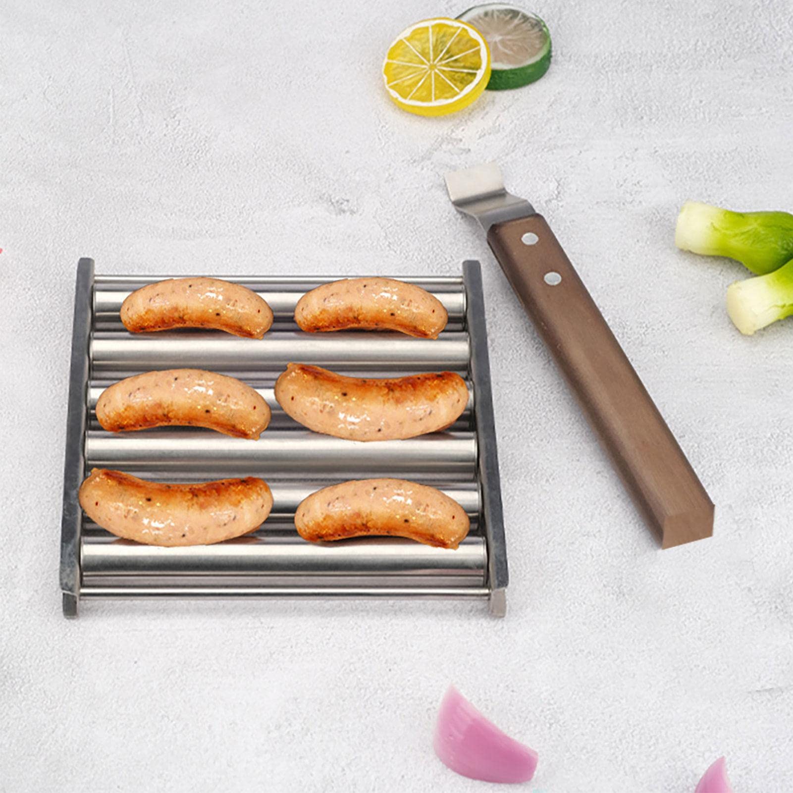 Griglia Per Hot Dog Rotante - Rullo Salsicce Acciaio Inox, Per Barbecue E Cucina All'Aperto