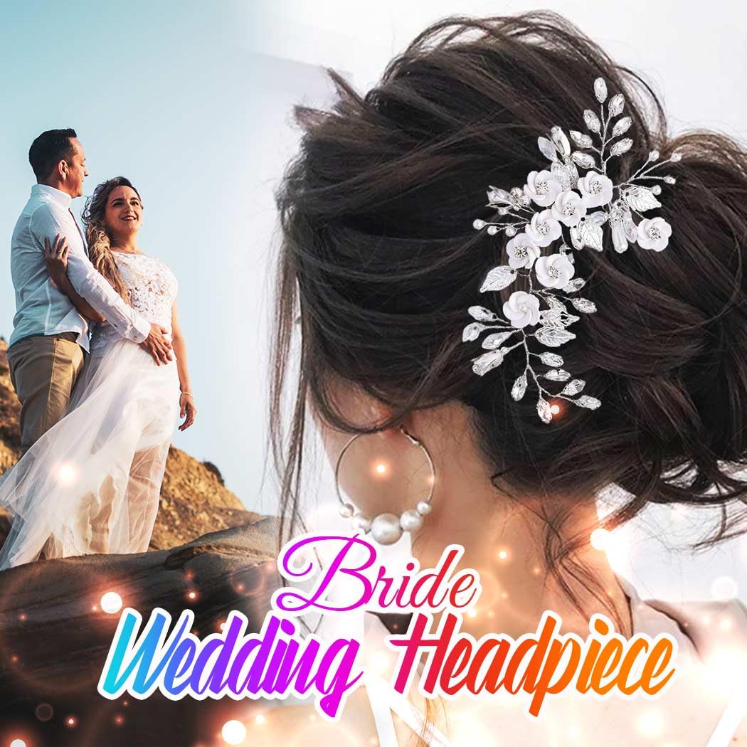 Catery Accessorio per capelli da sposa a forma di fiore e sposa, con cristalli argentati, accessorio per capelli per donne e ragazze (A-Sliver)